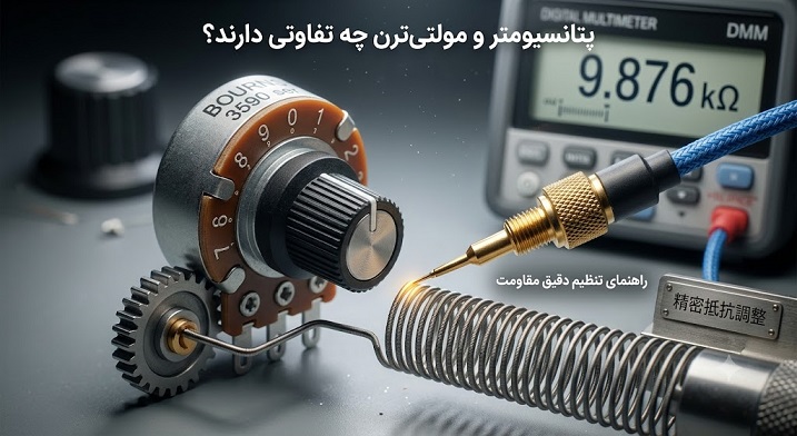 مشخصات پتانسیومتر ولومی تفاوت پتانسیومتر و مولتی‌ترن کالیبراسیون ولتاژ با مولتی‌ترن نحوه کارکرد مقاومت متغیر تست مولتی ترن با مولتی متر خرید قطعات الکترونیک اورجینال